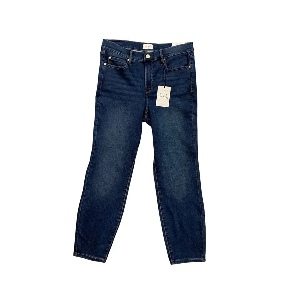 Nicole Miller Jeans Women 12 Blue Flex Denim Soho High Rise Ankle Skinny Stretch
